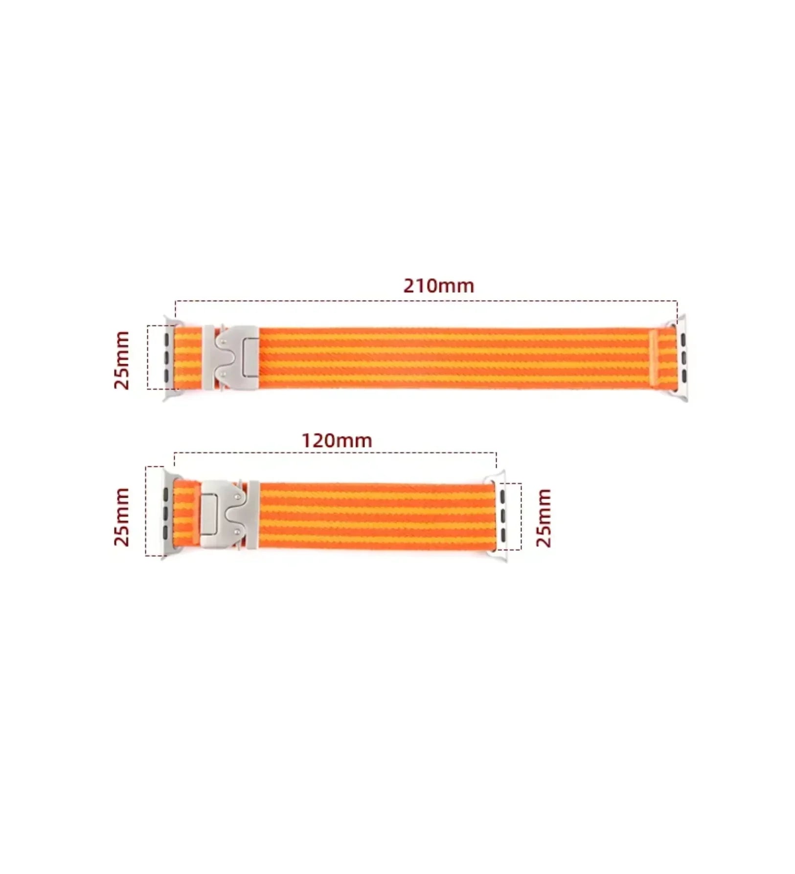 Parachute-Buckle Striped Nylon Apple Watch Band - Orange